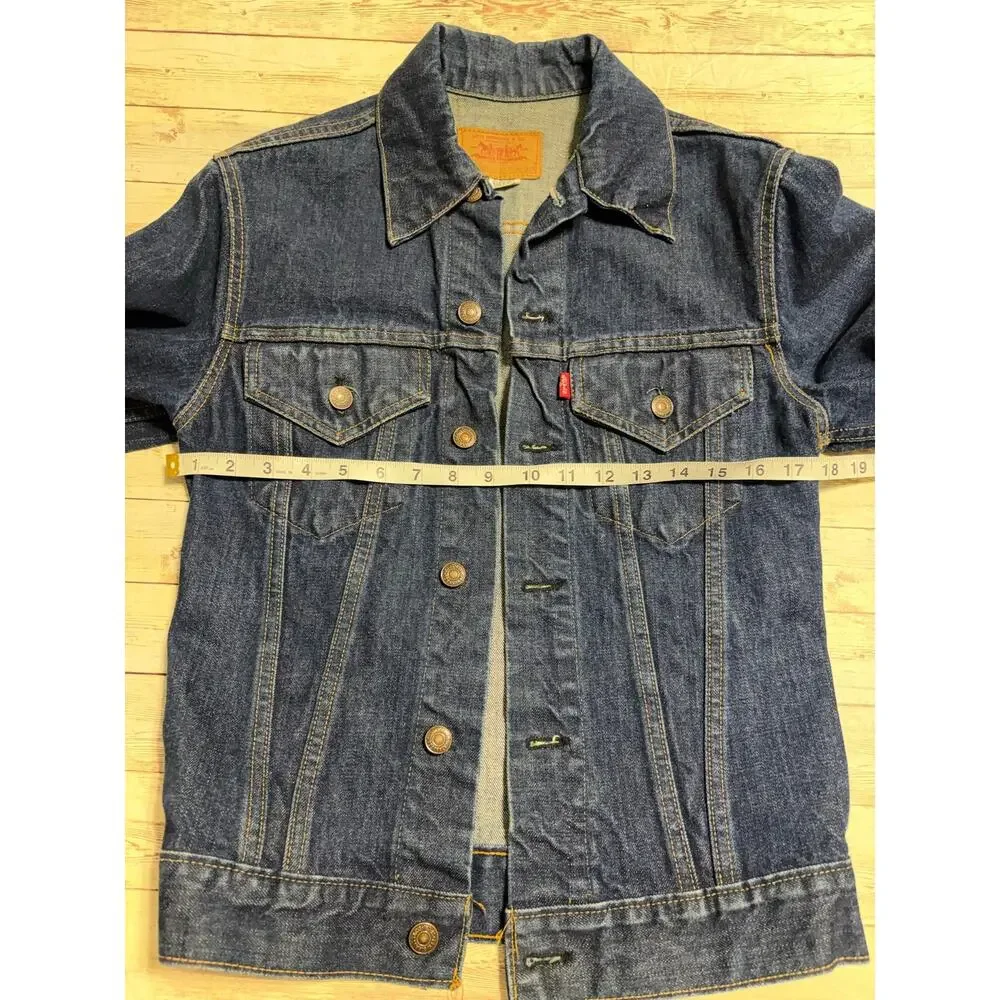 Vintage Levi's Trucker Denim Jacket Jean Dark Wash Size 34 Men's Button